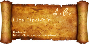 Lics Ciprián névjegykártya